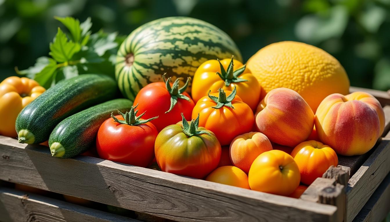 découvrez l'été des maraîchers avec des tomates anciennes savoureuses, des courgettes fraîches, des melons sucrés et des abricots juteux pour des recettes estivales pleines de goûts.