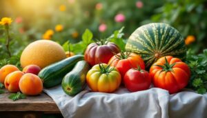 découvrez l'été des maraîchers avec une sélection savoureuse de tomates anciennes, courgettes fraîchement récoltées, melons juteux et abricots gourmands pour une saison pleine de saveurs.