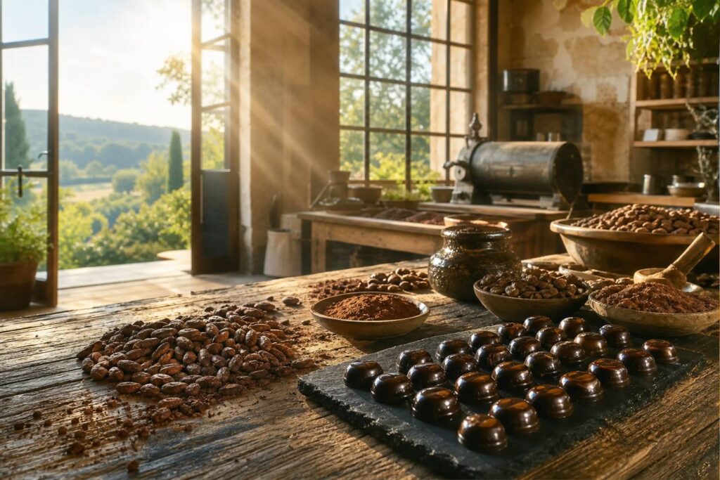 Atelier artisanal Bovetti chocolat bio dans le Périgord