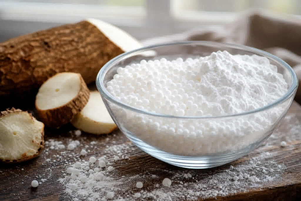 Image illustrant la fécule de tapioca, ses bienfaits et usages en cuisine