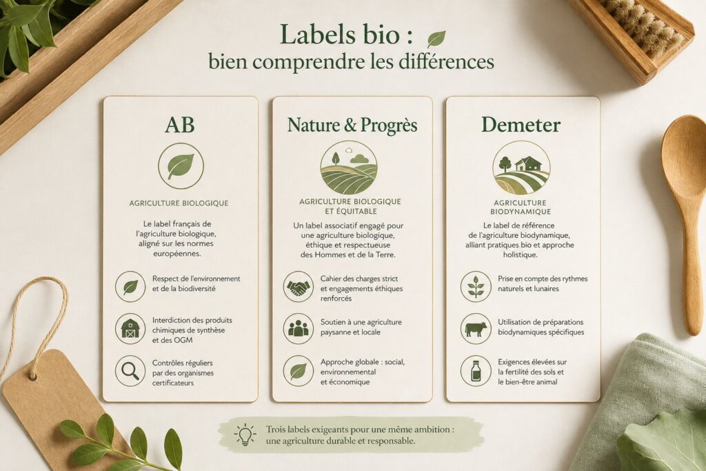 Article sur label ab, nature & progrès, demeter : lequel choisir pour vos produits - illustration principale