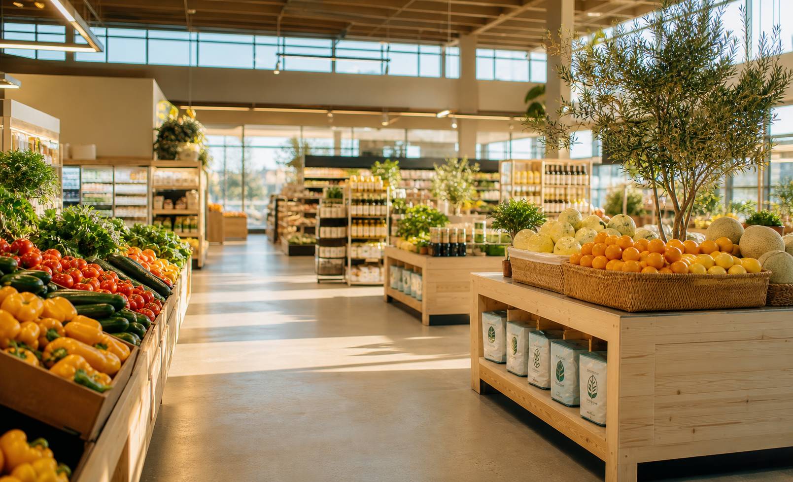 Allee de supermarche bio americain produits frais